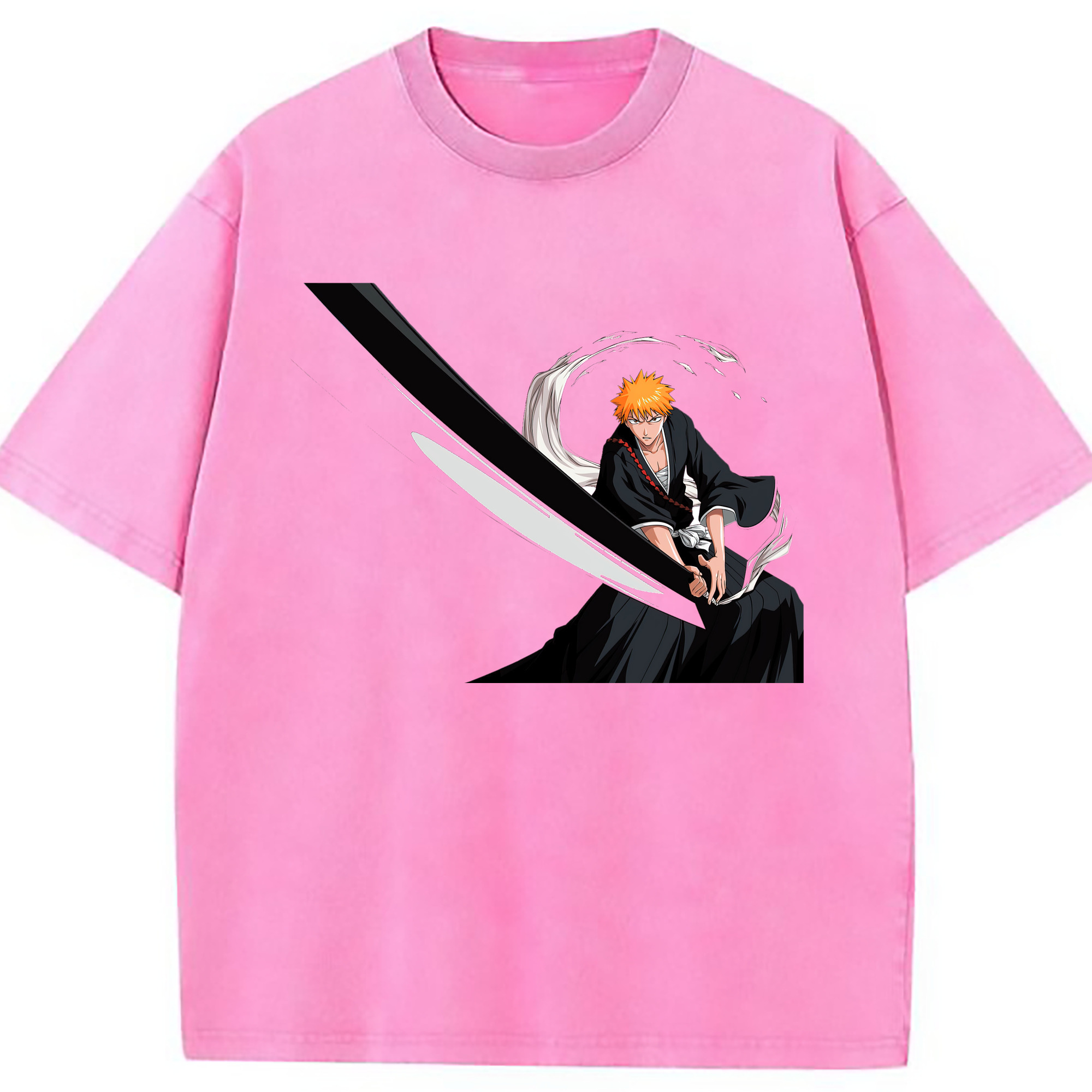 （画像用） ブリーチ 黒崎一護（くろさき いちご）BLEACH Kurosaki Ichigo 綿100% ヴィンテージ風 半袖Tシャツ（フロントプリント）